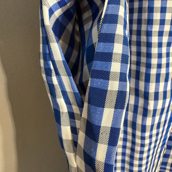 Theory Mayvine Dillon Plaid Linen Mini Shirt Dress Women 4 Blue White Preppy NWT - Picture 10 of 16